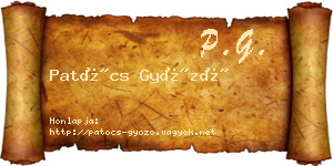 Patócs Győző névjegykártya
